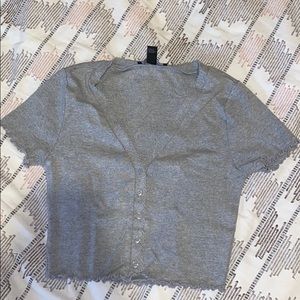 Gray button up casual blouse